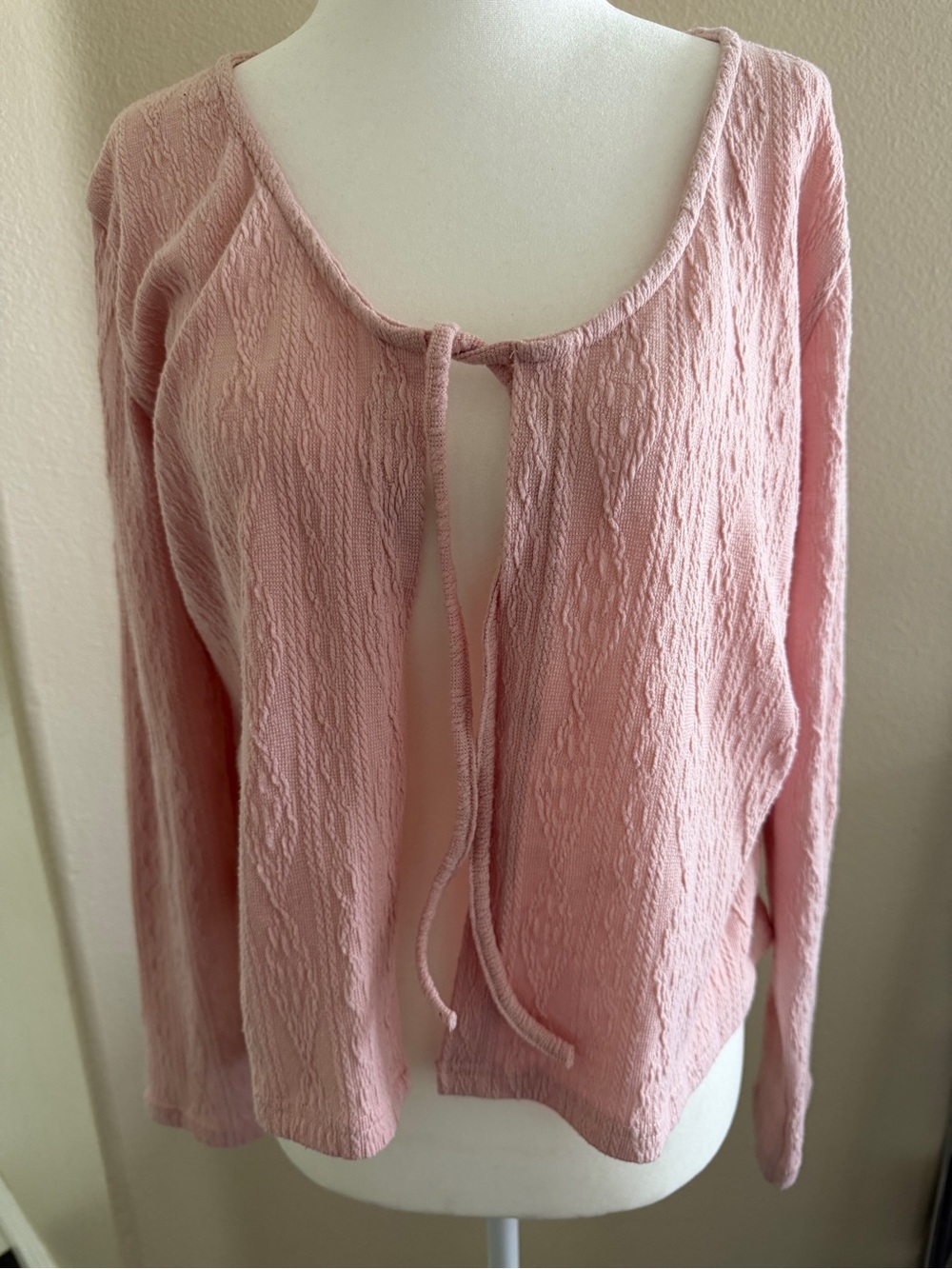 Pink cozy knit tie front Cardigan